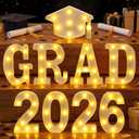 Aurelema 9 Pcs 2026 Graduation Party Decorations Grad 2026 Lights up Sign with Grad Cap Light for Kindergarten Preschool High School College Graduation
