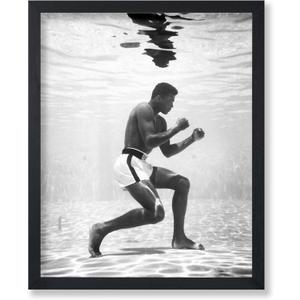 2 x Poster Master Underwater Training Print - Ali Poster - Boxing Art - Black and White Photo Wall - Professional Boxer Illustration - Gym or Living Room Decor - 8x10 UNFRAMED Wall Decor