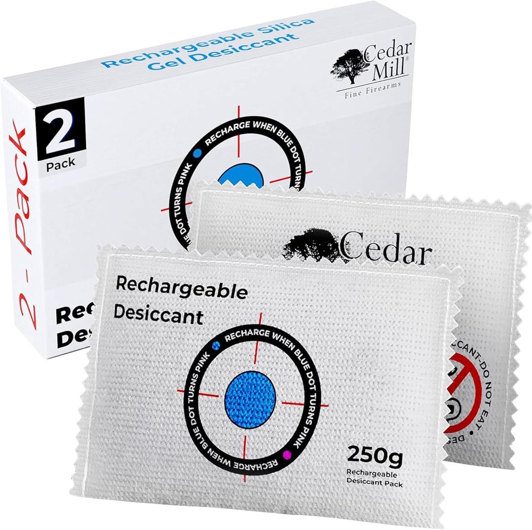Rechargeable Desiccant Pack Reusable Moisture Absorber for Safes, Cases, Closet, Car, RV & Storage | Portable Silica Gel Dehumidifier Bags for Humidity & Odor Control (250g x 2 - Safes)