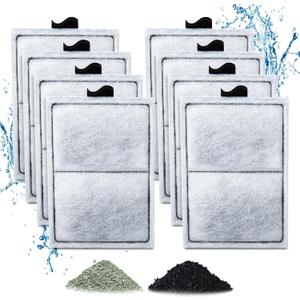 8 Pack PF-L Filter Cartridges Compatible with Top Fin Silenstream PF20, PF30, PF40 and PF75 Power Filters, Remplacement Aquarium Carbon Cartridge with Zeolite