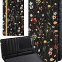 Slohif Checkbook Cover for Personal Duplicate Checks - Women Check Book Wallet Holder Black Flowers Top Side Tear
