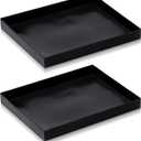 2 Pcs 13'' x 12'' x 1'' PTFE Solid Oven Basket, Cooking Oven Trays, Non Stick Kitchen Cooking Basket, Black Baking Sheet, Trays for Accessories Chips Chicken Wings Bread Heating