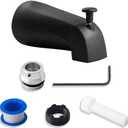 Top Diverter Tub Spout with 4 in 1 Adapter, Universal fit 1/2" Copper Slip, 1/2" Iron Pipe(Long and Short stub Out), and 3/4" Iron Pipe Connections, Easy Installation, Matte Black