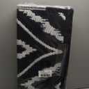 OLANLY Outdoor Rug 9x12 ft Waterproof, Outdoor Plastic Straw Rug with Geometric Pattern Clearance, Reversible RV Mat for Patio, Camping, Balcony, Deck, Backyard, Black & White