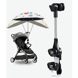 Universal 360 Adjustable Stroller Umbrella Attachment - Stainless steel Umbrella Holder for Chairs, Bikes & Wheelchairs, Easy Install Clamp Fits 0.6-1.2in Handles with Secure Lock