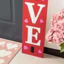 Glitzhome 42"H Valentines Wooden Porch Sign Large LOVE House-shaped Porch Decor for Valentine's Day Love Sign Home Front Door Yard Party