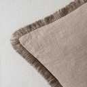 MIULEE Decorative Throw Pillow Covers Neutral Linen Fringe Throw Pillows Euro Shams Set of 2 Dune Boho Farmhouse Cushion Covers for Couch Sofa Bed Living Room Spring Home Decor 26x26 Inch