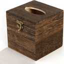 Wooden Tissue Box Cover Square with Hinged Lid, Napkin Dispenser, Suitable for Home Decoration, Bedroom, Dining Table, Office (5.7x5.7x6 inDark Brown)