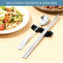 Silicone Chopstick Holder, BPA Free Kitchen Countertop Chopstick Rest for Forks, Spoons, Knives, Chopsticks, Home & Restaurant Use (10, Black)