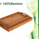 Bamboo Serving Tray with Handles, Tabletop Countertop Tea Coffee Breakfast Tray, Organizer Storage Container for Kitchen Bedroom Living Room Office Dining Room Bar, 12.4 x 7.2 x 1.1 Inch