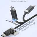 2 x Magtame USB A to USB C Cable 5FT, StayCable with Built-in Magnetic Holder for Nightstand/Desk/Car, Type C Fast Charging Anti-Fall Cord with 2 Adhesive Metal Plates, Braid USB Data Cable for iPhone 17