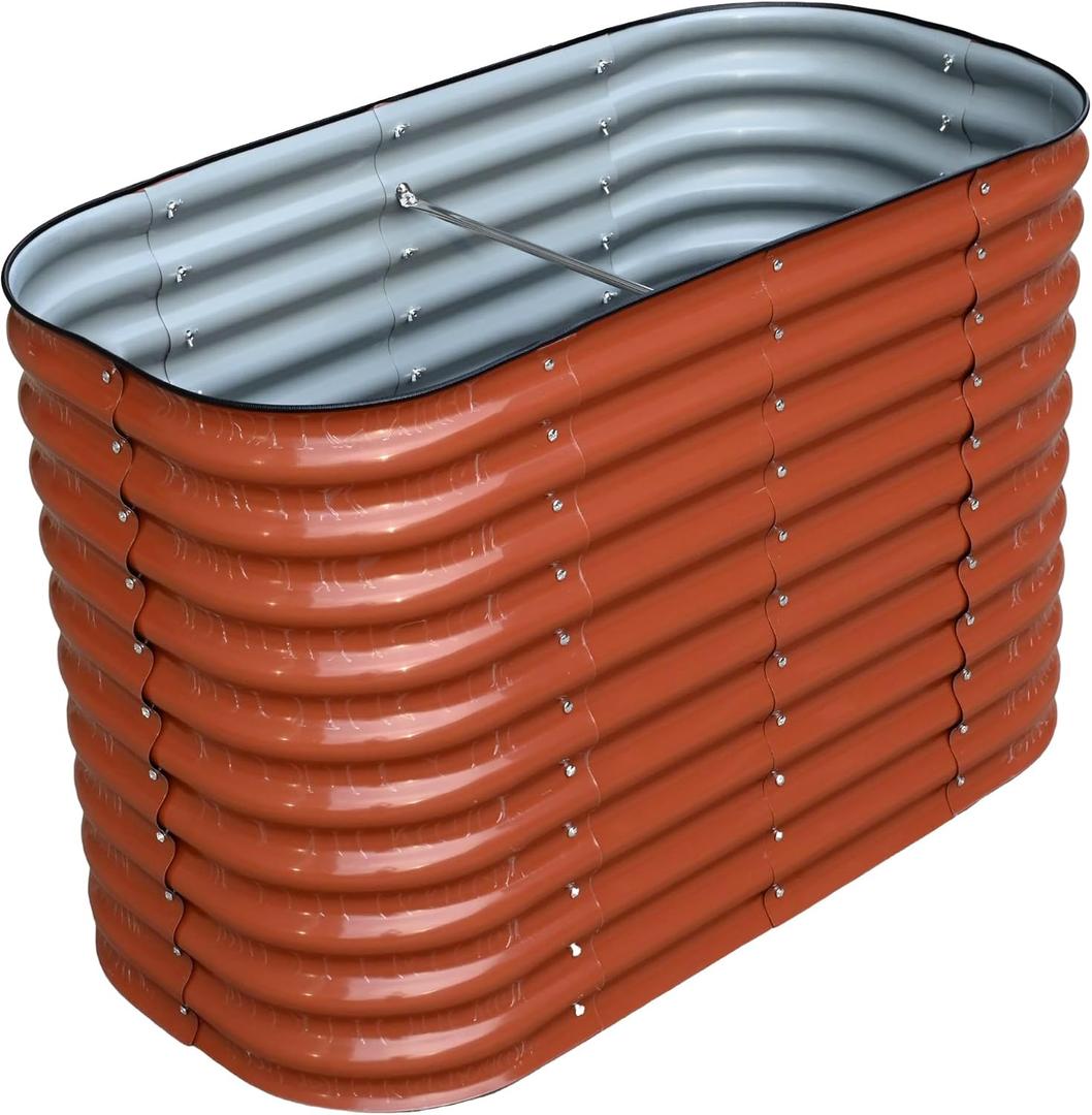 Raised Metal Garden Beds, Galvanized Steel, 47x24 inches, 2 Heights,  Garden Green or Terra Cotta (Copper Brown, 47.2" × 23.6" × 31.5")