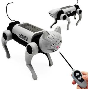 Tipmant Electric Remote Control Robot Dog RC Mechanical Animal Vehicle Electronic Pets, DIY Installation, Dog Cat 2 Heads, Kids Birthday Gifts
