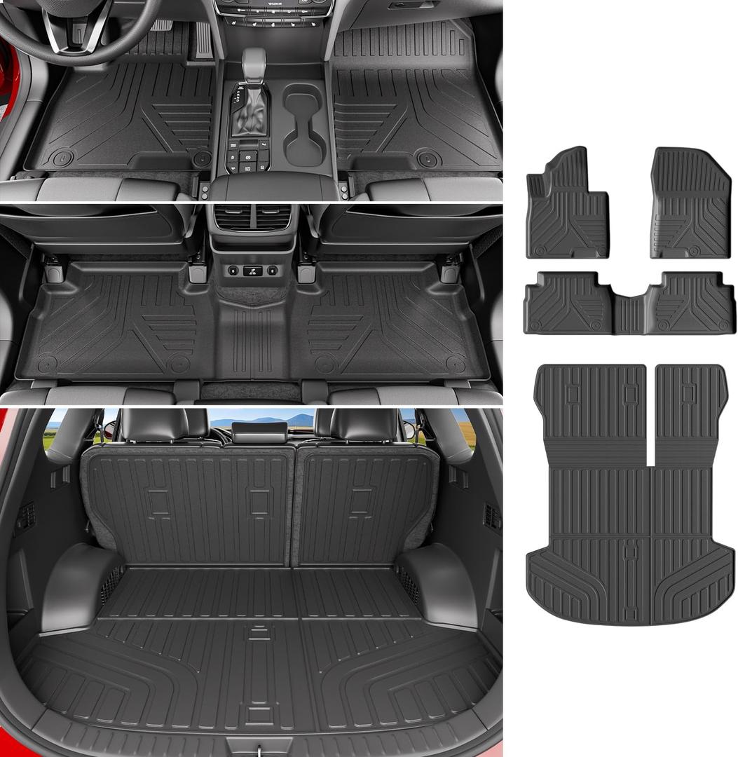 powoq Floor Mat Compatible with 2019-2020 Santa Fe Cargo Mat Floor Liner TPE Back Seat Protector Trunk Cargo Liner Replacement for 2019 2020 Santa Fe Accessories