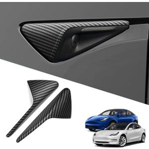 YHCDSEA for 2026 2025 2024 Tesla Model 3/Y HW4.0 Side Camera Protection Cover Decoration Accessories fit for Tesla Model 3/Y with HW4.0 (HW4.0-Matt Carbon Fiber Pattern)