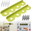 2 Pcs Upgrade Aluminum Alloy Battery Holder 4 Slot Mounting Organizer Compatible with RYOBI 18V NiCAD NiMH Lithium-Ion ONE+ Battery (Fruit Green)