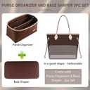 Doxo Purse Organizer Insert for Handbags & Base Shaper 2pc Set with Zipper, Felt Bag Organizer for Tote, Purse Organizer for LV Speedy 25/30/35 Neverfull MM Le Pliage L Tote Bag and More(Brown-L)