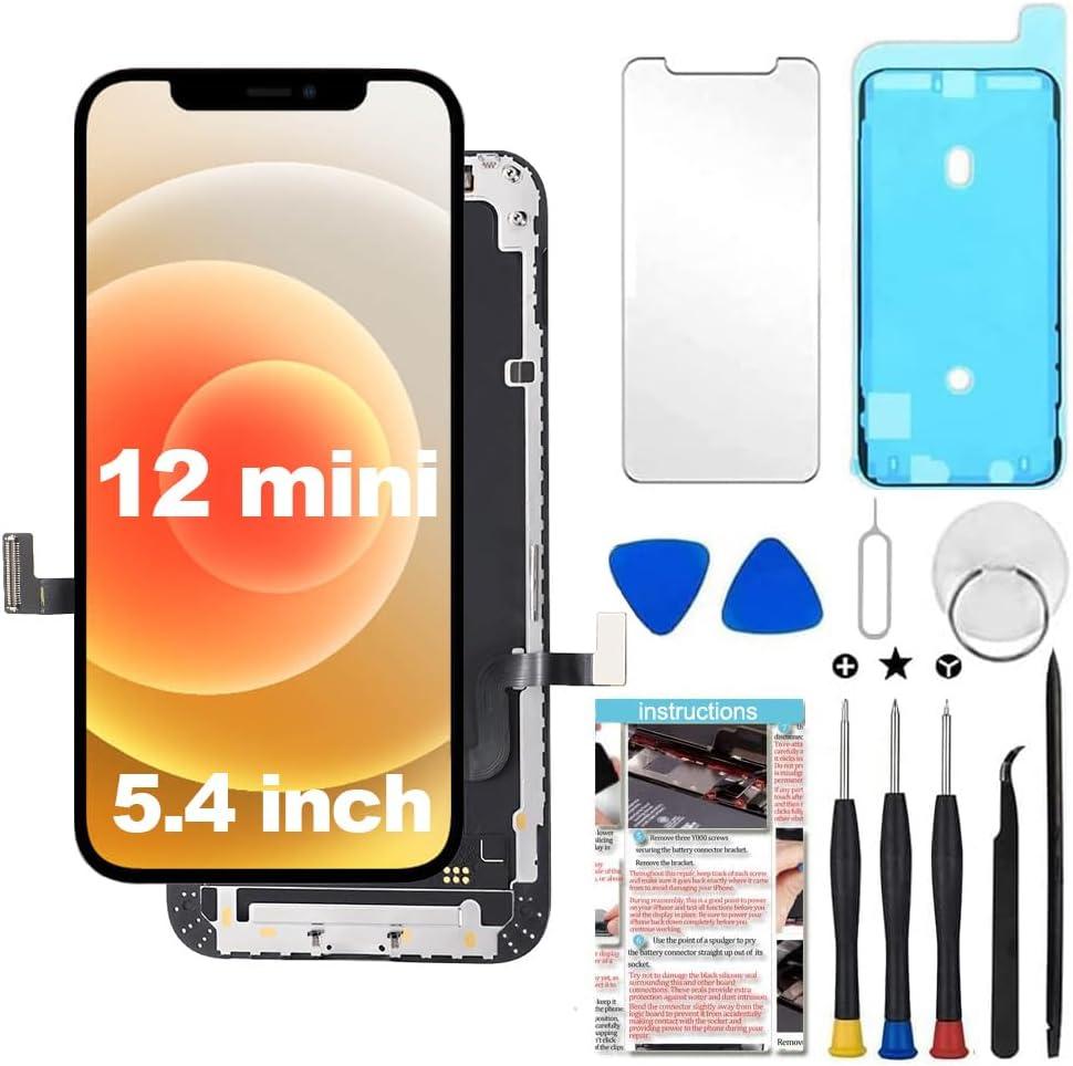 for iPhone 12 mini Screen Replacement 5.4 inch, 3D Touch LCD Display Digitizer Assembly with Repair Tools,Compatible with Model A2176, A2398,A2399,A2400