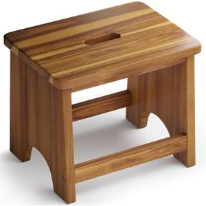 Wooden Step Stool, 13'' Heavy Duty Stepping Stool for Adults with Handle, Nonslip & Durable Design Supports up to 500lbs for Bedroom or Kitchen (Warm Acacia) Wooden Step Stool, 13'' Heavy Duty Stepping Stool for Adults with Handle, Nonslip & Durable Design Supports up to 500lbs for Bedroom or Kitchen (Warm Acacia)