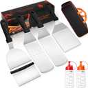 8PCS Griddle Accessories Tool Kit, Flat Top Grill Spatula Set for Blackstone and Camp Chef, Included Turner, Scraper, Chopper, Bottles, Carry Bag, Perfect for Outdoor BBQ, Indoor Cooking