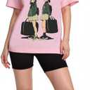 Oversized Graphic Tees Men Vintage Y2K Print Shirts Streetwear Unisex Harajuku T-Shirts (Black, L)