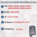 SUPALAND Smart Key Fob Keyless Entry Fits for Toyota Tacoma Tundra 4Runner Highlander Land Cruiser 2015-2021 Remote Control Key Replacement HYQ14FBA 89904-0E092 Board:281451-2110 (AG)