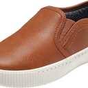 HOMEHOT Boys Slip on Sneakers Casual Dress Shoes Faux Leather Loafers (Toddler,Big Kids, Little Kids) (Brown)