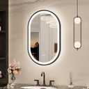 Keonjinn Oval LED Bathroom Mirror 20x32 Inch, Black Beveled Metal Frame, Frontlit & Backlit Bathroom Mirror with 3 Color Tempurature, Dimmable Lighted Mirrors for Wall with Anti-Fog, HD Tempered Glass