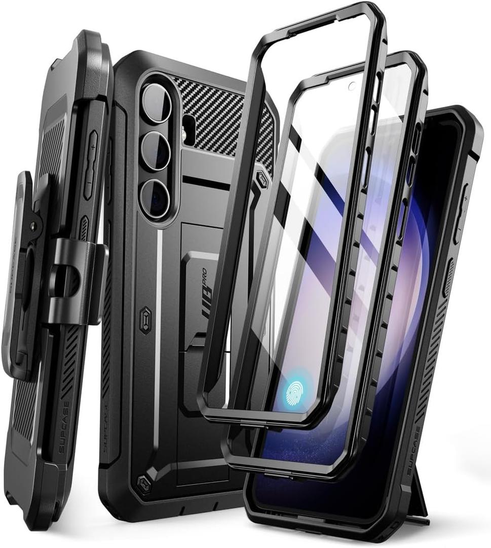 SUPCASE Unicorn Beetle Pro for Samsung Galaxy S24 Plus Case with Stand [2 Front Frames] [Built-in Screen Protector & Belt-Clip] [Military-Grade Protection] Phone Case for Galaxy S24 Plus, Black