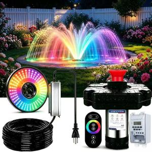 Pond Fountain Aerator,Pond Aerator,with Dynamic LED RGB Lighting Adjustable Modes, Digital Timer | 1 HP 15,000 GPH, 750W 110V, 100FT Cord - for Large Ponds, Lakes & Outdoor Water Features