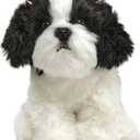 Bearington Collection Black & White Stuffed Dog - Puppy Stuffed Animal - Plush Shih Tzu Animal - 13 Inch - Realistic Dog (Butch)