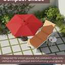 6 Ft Outdoor Patio Umbrella, Easy Open/Close Crank and Push Button Tilt Adjustment - Wine Red Burgundy Market Umbrellas