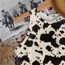 Women's Cow Print Tank Top Sleeveless Crewneck Fitted Crop Tops Summer Cowgirl Vest (L)