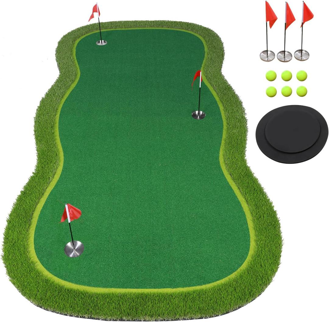Golf Putting Green/Mat-Golf Training Mat- Professional Golf Practice Mat- Green Long Challenging Putter for Indoor/Outdoor 5x10ft mat