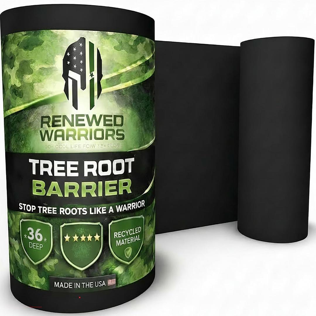 Tree Root Barrier Roll, HDPE Plastic Root Barrier Shield for Trees Aspens Invasive Roots, Puncture Resistant Easy Install Landscape Barrier for Yard Garden 36inx25Ft - 62.5mil