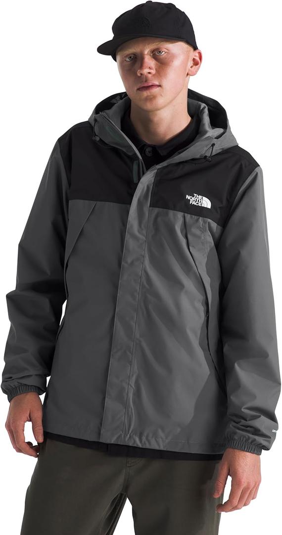 The North Face Men's Antora Jacket (Standard & Big Size) - Waterproof & Windproof Rain Coat, Secure Zip Hand Pockets, Smoked Pearl/TNF Black-NPF, Large