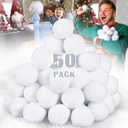 50 Pack Fake Snow Ball, 2-inch Indoor Snow Fight Ball Set, Soft Artificial Snow Fight Balls for Kids, Fake Snowballs for Christmas Games Party Decorations, Indoor Snowballs for Winter School Party