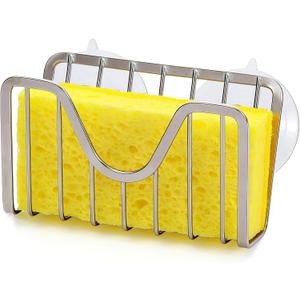 Sponge Holder with Suction Cups - Sink Caddy Organizer for Sponges, Scrubbers, Dish Brush, Soap - Bathroom & Kitchen Accessories - 304 Stainless Steel, NeverRust