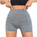 WDIRARA Women's 2 Pack High Waist Yoga Shorts Tummy Control Fitness Workout Running Biker Shorts (Gray, L)
