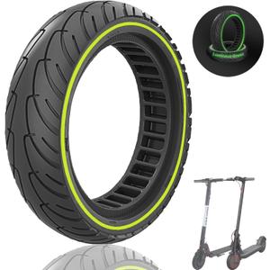 8.5x2.0 Solid Tire, Nighttime luminous Design, 50/75-6.1 8 1/2x2 Inch Replacement Tire, Fit for Wheelspeed Primer Hiboy S2 Electric Scooter, Explosion-Proof Tubeless Tire, Green 1pc
