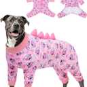 CuteBone Dinosaur Costume Dog Pajamas, Stretchy Spandex Crystal Velvet Sleepwear Coat for Small Dogs, Soft & Warm Pet Outfit Clothes for Cold Weather, Cozy Pullover Design COSP09-4XL