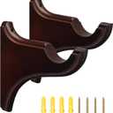 Roowest 2 Pack Wooden Curtain Brackets Brownish Red Wood Curtain Drapery Return Brackets Holders for 2 Inches Single Drapery Rod Supports for Home Bedroom Living Room Classical French Vintage Retro