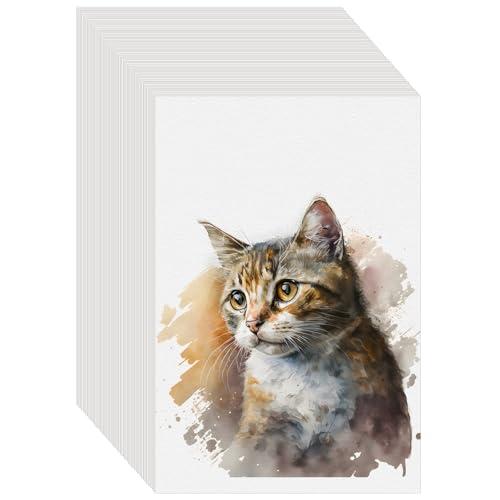 100PCS 9x6 Watercolor Paper Bulk, 140lb/300g Cold Press Thick Water Color Paper Pad for Child Adult, White Art Paper for Drawing Painting Markers Gouache, Textured Cotton Paper Sheets