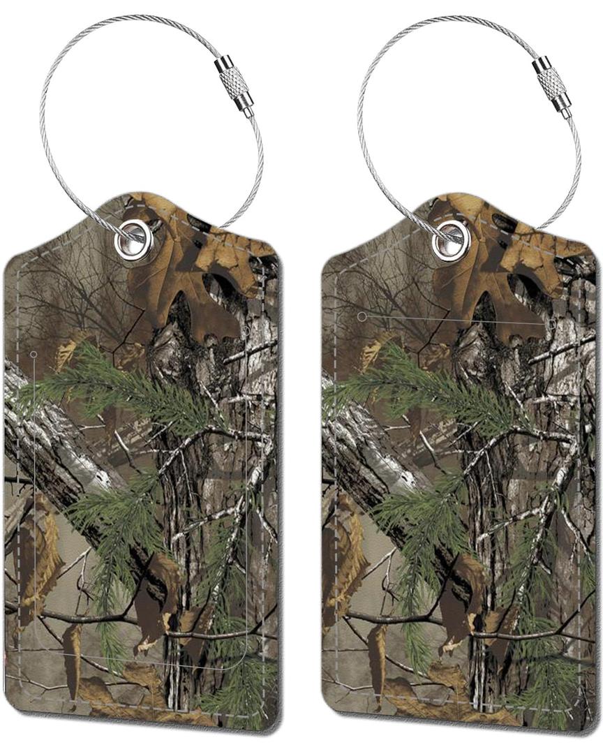 2 x Luggage Tags for Suitcase, 2 Pack Suitcase Tags with 4 Stainless Steel Loop and Identifiers Privacy Cover ID Label for Women Men Travel Gifts (Black Grey Leopard Printed)