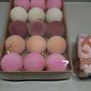 Syhood 46 Pcs Velvet Christmas Ornaments - 15 Pcs 3.15" Large Velvet Balls, 30 Flocked Bows, 1 Ribbon, Gradient Pink Xmas Tree Hanging Decoration for Valentine's Day Vintage Xmas Holiday Decor