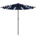 AreShark 11FT Large Patio Umbrella with Solar Lights, Lighted Solar Umbrella with Crank, Outdoor Table Market Umbrellas for Garden, Deck, Backyard, Pool and Beach, Navy