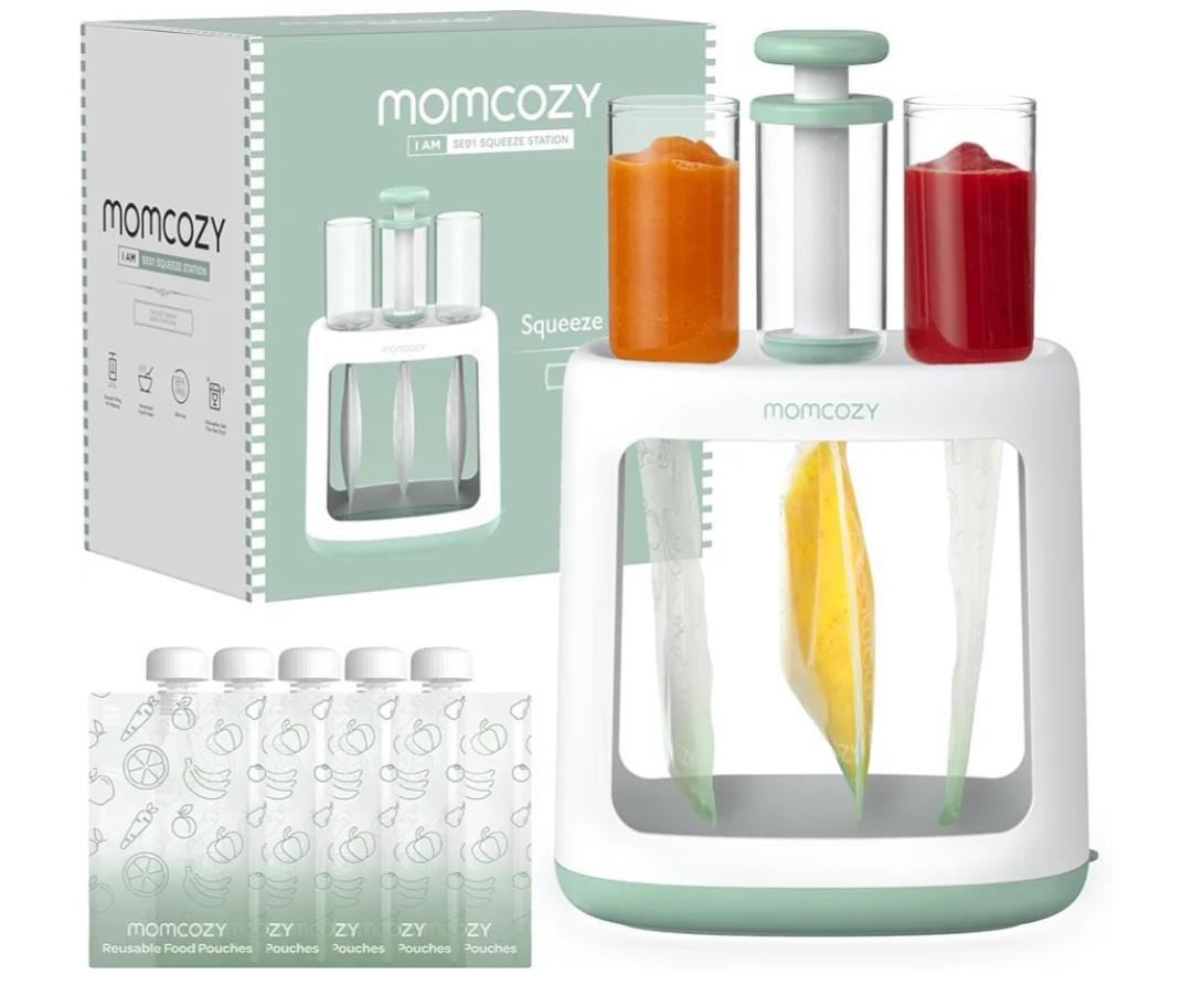 Momcozy Squeeze Station,Baby Food Maker&Pouch Filler for Homemade Baby Puree, BPA-Free, Dishwasher Safe, with Reusable Baby Food Pouches for Babies & Toddlers
