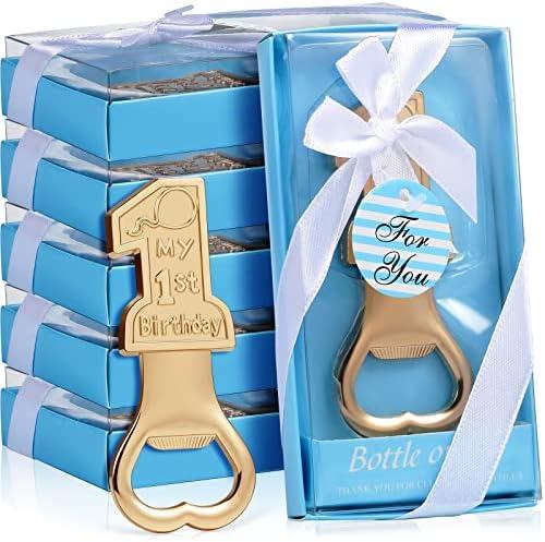 19 Pack My 1st Birthday Party Favor Supplies Present for Guest 1 Bottle Opener First Anniversary Decoration Souvenirs Souvenir Return Gift for Boy or Girl (Blue)