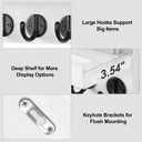 Lwenki Key Holder for Wall, Decorative Key and Mail Holder with Shelf Has Large Key Hooks for Bags, Coats, Umbrella Paulownia Wood Key Hanger with Mounting Hardware (9.8W x 6.7H x 4.2D)