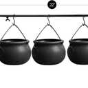 ORIENTAL CHERRY Halloween Decor - Halloween Party Decorations - Set of 3 Witches Cauldron Serving Bowls on Rack - Black Plastic Cauldron for Indoor Outdoor Home Kitchen Decoration, 5.5 x 4 inches